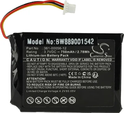 Produktbild von vhbw Akku Ersatz für Garmin 361-00056-12 für GPS Navigation Navi (750 mAh, 3,7 V, Li-Ion)