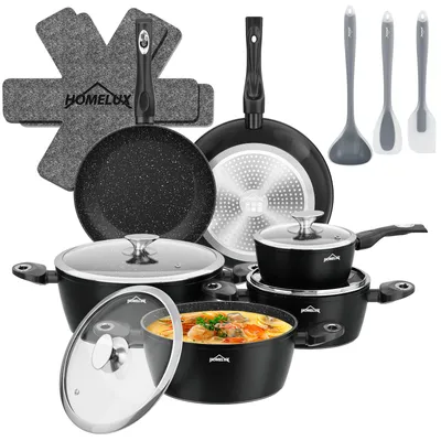 Produktbild von HOMELUX 15-Teilig Topfset Kochtopfset Antihaft Topfset Induktion Töpfe, Spülmaschinenfest, Induktions Kochtöpfe Set Töpfe mit Deckel + Pfannen