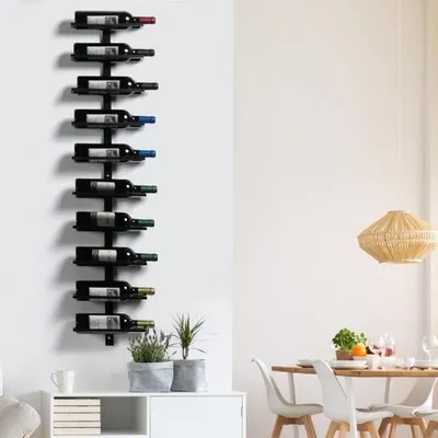 Produktbild von Weinregal aus Metall Flaschenhalter Flaschenregal Aufbewahrungsregal für 10 Flaschen Wandregal Hängeregal Schwarz