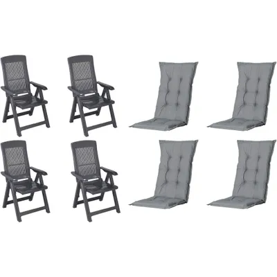 Produktbild von Progarden Klappsessel Tampa mit Auflage 4er Set anthrazit / grau
