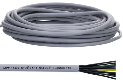 Obrázek produktu pro 10 metrů Lapp 1119107 Ölflex Classic 110 PVC ovládací kabel 7x0,75 mm² se zelenožlutým ochranným vodičem 7G0,75mm² I Kabel s pláštěm 7 žil I Kabel 7 žil