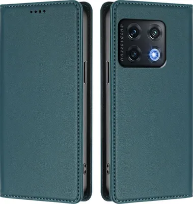 Obrázek produktu pro Kožené pouzdro pro OnePlus 10 Pro, magnetické flipové pouzdro zPolyuretankůže se stojánkem Zelená