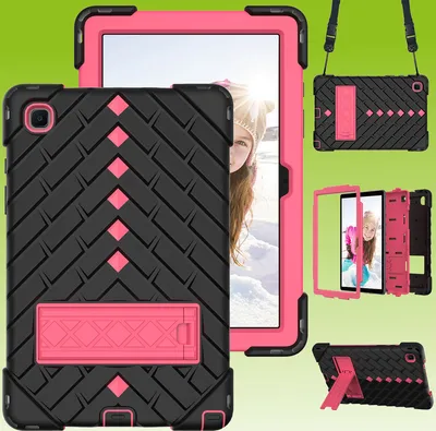 Produktbild von Für Samsung Galaxy Tab A7 2020 Shockproof Hybrid Hülle Band Schwarz / Pink