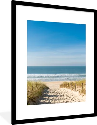 Produktbild von MuchoWow® Gerahmtes Poster Strand - Meer - Düne - Sand - Sommer 60x80 cm - Poster mit Schwarzem Bilderrahmen Wandposter Rahmen Foto Bilder - Wohnzimmer - Dekorationen - Prämie