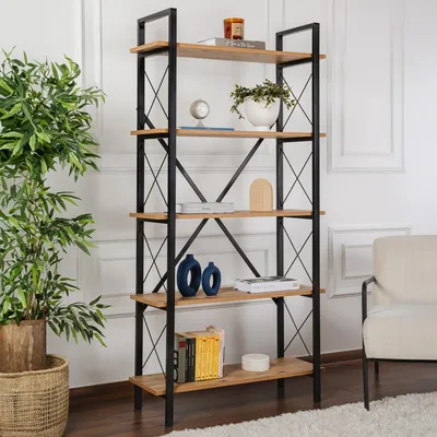 Produktbild von Skye Decor, Elysian - Atlantic Pine, Black, Bücherregal, Atlantische Kiefer, 100 % Melaminplatte, 90 x 33,5 x 180 cm