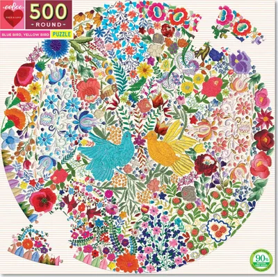 Image de EEBOO Puzzle rond oiseau bleu et jaune 500 pièces