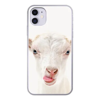 Produktbild von MuchoWow® Handyhülle Schutzhülle Hülle für iPhone 11 Ziege - Porträt - Junge - Mädchen - Kinder - Weiß Silikon Softcase Handy Hülle - Handytasche