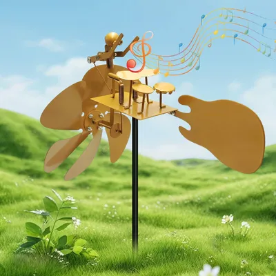 Metall-Windmühle mit Schlagzeuger, Windspiel für Garten