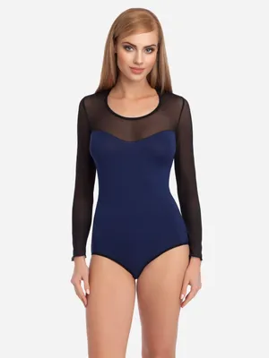 Produktbild von Merry Style Damen Langarm Body VBD15 (Dunkelblau/Schwarz, S)
