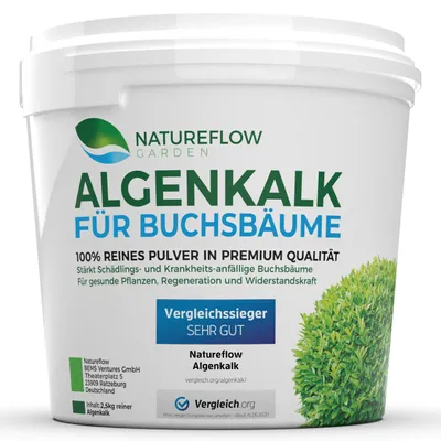 Produktbild von Algenkalk für Buchsbäume 2,5 kg – Widerstandskraft und Regeneration für anfällige Buchsbäume (Buchsbaumzünsler) - Buchsbaum Dünger und Spritzmittel