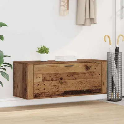 Produktbild von "Schlussverkauf" Schuhschrank moderne - mit Reichlich Stauraum - mit Regal Altholz 100x35x38 cm Holzwerkstoff C17388