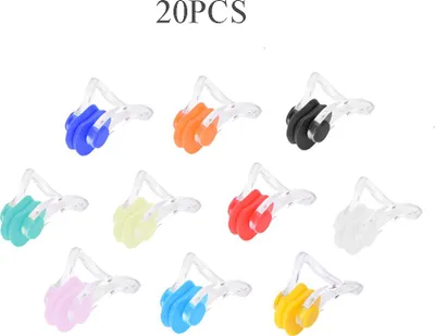 Produktbild von 20pcs 10 Farben Silikon wasserdichtes Schwimmnasenclip Schwimmausrüstung für Kinder und Erwachsene