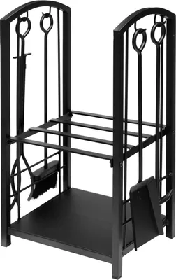 Produktbild von Raik Holzregal & Kaminbesteck Wilhelm, 4-teilig, schwarz, 74 cm