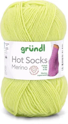 Produktbild von Gründl Hot Socks Merino 50 g/200 m 4-fädig uni 75 % Schurwolle(Merino) /25% Polyamid 07 limette