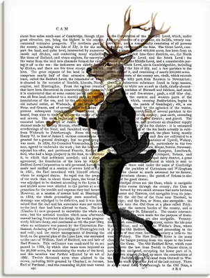 Produktbild von Fab Funky: Tanzender Hirsch mit Violine, Produkt:Leinwand, Größe (HxB):60x45 cm / Leinwand