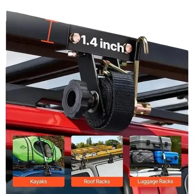 Imagen del producto de Soportes de sujeción para portaequipajes, de 38,1 mm de ancho, 2,25 m de largo, con una capacidad de carga de 226,8 kg, juego de 8 unidades, tipo gancho en J