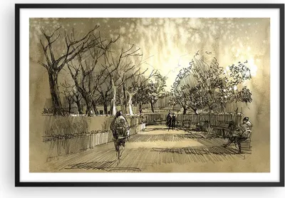 Produktbild von Gerahmtes Poster - Schwarzer Rahmen - Park Spaziergang Baum - 91,5x61 cm - Wand Bild - Wanddeko - Wandbilder - Kunstposter - Wandposter - Bilderrahmen - Bilder - Kunstdruck - Wandbild P2BAA91x61-3758