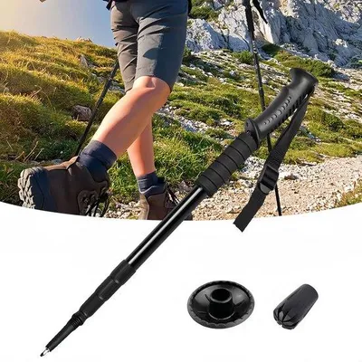 Obrázok produktu pre Teleskopické turistické palice, hliníkové, ľahké, nastaviteľné, 52–110 cm, čierne