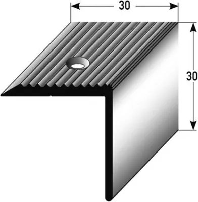 Produktbild von PROVISTON | Treppenkante | Aluminium | Silbermetallic | Breite 30 mm | Höhe 30 mm | Länge 2700 mm | Gebohrt | Treppenkantenprofil | Treppenwinkel | Winkelprofil | Kombiwinkel | 1 Stück