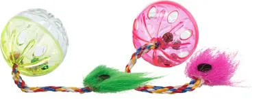 Produktbild von TRIXIE Set Rasselbälle mit Schwanz, Kunststoff, Ø 4 cm, 2 Stück