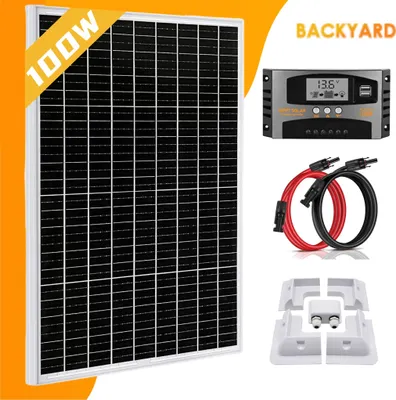 Produktbild von 100W Solarmodul Set für Wohnmobil mit PV Halterung 12V Hocheffizientes Monokristallines für RV Boote Camping Gärten