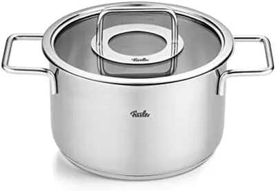 Produktbild von Fissler Pure Collection / Edelstahl-Kochtopfset, 4-teilig, Töpfe mit Glas-Deckel (3 Kochtöpfe,1 Bratentopf) - Induktion