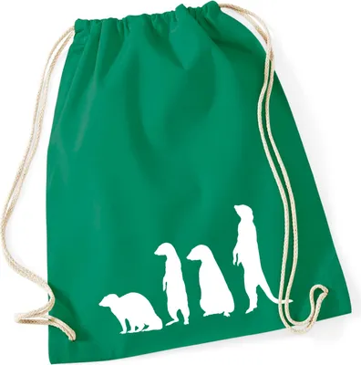 Produktbild von Huuraa Turnbeutel Erdmännchen Silhouette 12 Liter Kelly Green Baumwolle Rucksack Geschenkidee