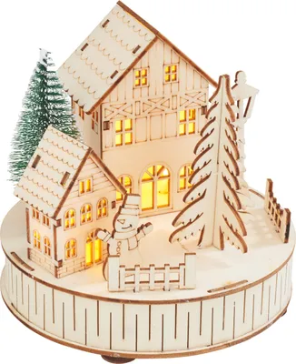 Produktbild von VBS Holzbausatz "Lichterlandschaft mit Häusern", 28-tlg., inkl. Beleuchtung
