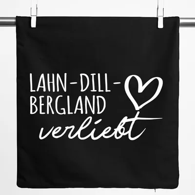 Produktbild von Huuraa Kissenbezug Lahn-Dill-Bergland verliebt 40x40cm Black Baumwolle Dekokissenbezug Geschenkidee