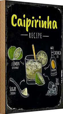 Produktbild von Holzschild Rezept Caipirinha Cocktail Recipe 20x30cm