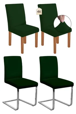 Produktbild von Stretch Stuhlhussen Schwingstuhl Dunkelgrün 4er Set Abnehmbar Waschbar