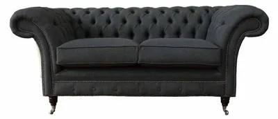Produktbild von Chesterfield Sofa 2 Sitzer Couch Polster Stoff Couchen Grau Textil Neu