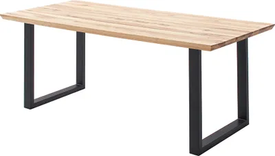 Produktbild von Esstisch 180x90 cm mit Schweizer Kante, U-Gestell, Eiche massiv geölt, PARACATU-06