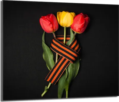 Produktbild von Herdabdeckplatte 60x52 Glaskeramikkochfeld Abdeckung Spritzschutz Glasplatte Deko Schneidebrett, Tulpen Schwarz