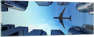Produktbild von Bilder auf glas - Himmel Stadt Agglomeration Wolkenkratzer - 90x30cm - Glasbilder - Wandbilder - Kunstdruck - Wanddekoration aus Glas - Glas Bilder - Wandbild auf Glas - GAB90x30-2556