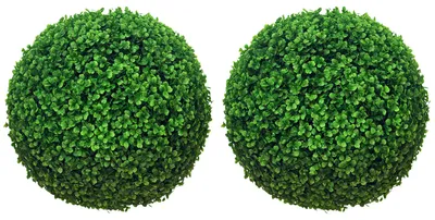 Produktbild von Buchsbaumkugel künstlich 2er-Set 40 cm, Kunstpflanze UV-beständig pflegeleicht, Dekokugel PE Indoor Outdoor, Grün | 40 x 40 x 40 cm | 1,7 kg