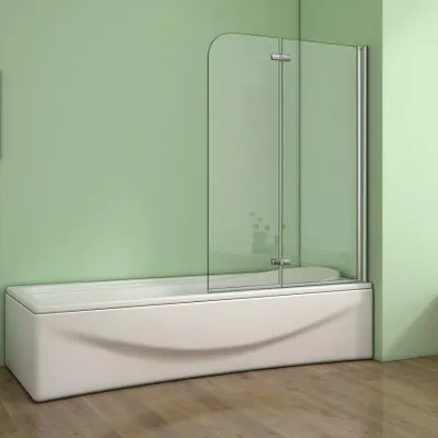 Produktbild von Duschparadies Badewannenaufsatz Faltwand, 6mm Klarglas, 120x140cm, Nano-Clean-Beschichtung, Scharniere innen bündig, Seitenwand 125° schwenkbar