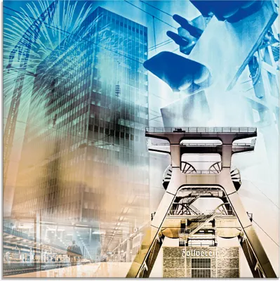 Produktbild von ARTland Glasbild Essen Skyline Abstrakte Collage II Größe: 50x50 cm