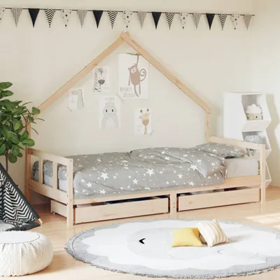 Image de Maison Exclusive - Lit enfant avec tiroirs 90x200 cm en pin massif