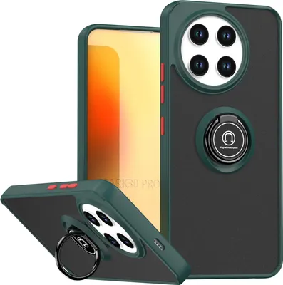 Obrázek produktu pro Pouzdro pro Tecno Spark 30 Pro matné průsvitné TPU pouzdro s prstencovým držákem a stojánkem tmavě zelená