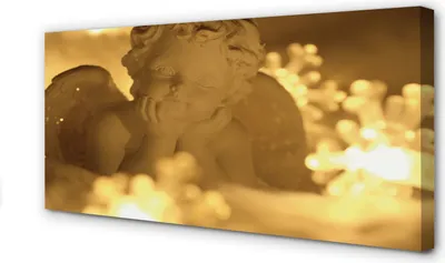 Immagine prodotto di Stampa su tela, dimensioni 100x50 cm, opera d'arte da parete raffigurante un angelo sdraiato con luci