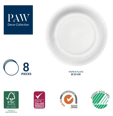 Obrázok produktu pre PAW Papierové taniere, priemer 23 cm, 8 kusov - Zlatá oslava