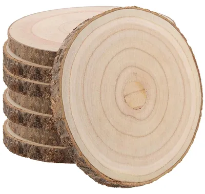 Productafbeelding van Solidchoice - Set van 8 Onbewerkte Houten Schijven van Paulownia