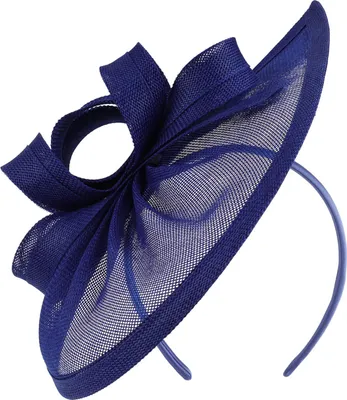 Produktbild von Eleganter Fascinator-Hut mit Schleifen-Dekor und Haarreif, süß, edel, dekorativ, Anti-Fall-Retro-Flachsimitat, Braut-Pillbox-Hut, Haar-Accessoires, Königsblau