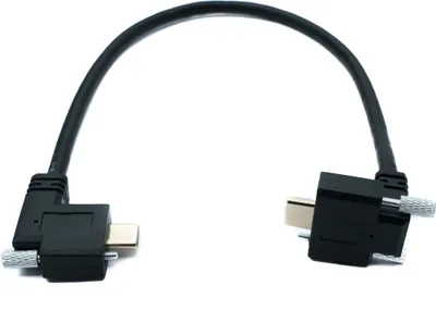 Produktbild von SYSTEM-S USB 3.1 Gen 2 Kabel 30 cm Typ C Stecker zu Stecker Single Double Screw 2x Winkel Up Down 10 Gbit/s