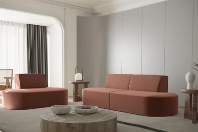Productafbeelding van Sofaset Designersofa Set 2-1 MILOT, bekleding: Opera Velvet, kleur: donkerbruin