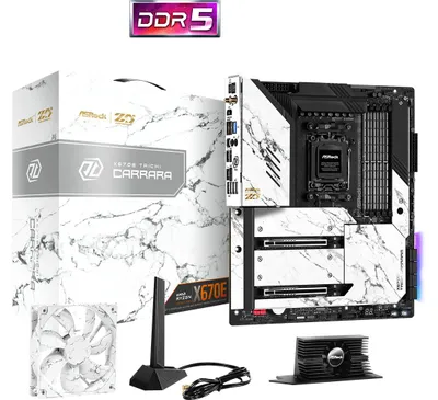 Produktbild von ASRock X670E Taichi Carrara - Motherboard - E-ATX - Socket AM5 - AMD X670E Chipsatz - USB 3.2 Gen 1, USB 3.2 Gen 2, USB4, USB-C 3.2 Gen 2x2 - Bluetooth, 2.5 Gigabit LAN, Wi-Fi 6 - Onboard-Grafik (CPU erforderlich)