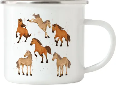 Produktbild von Pferd Emaille Tasse Pferde Hengst Stute Hobbie Pferdeflüsterer Pferdeliebhaber Reiten Spirit Reiterin Pony