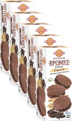 Produktbild von Cookies Doppelkekse gefüllte Kakao-Hafer-Kekse mit dunkler Schokolade-Creme 1800g aus Griechenland