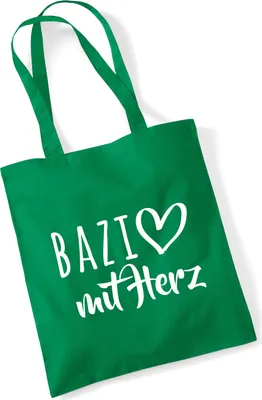 Produktbild von Huuraa Jutebeutel Bazi mit Herz 10 Liter Kelly Green Baumwolle Tasche Geschenkidee